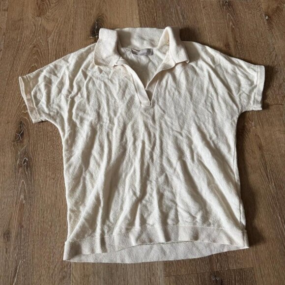 Everlane Tops - Everlane Women's White/Cream Short Sleeve Wool Cotton Blend V Sweater Size XXS